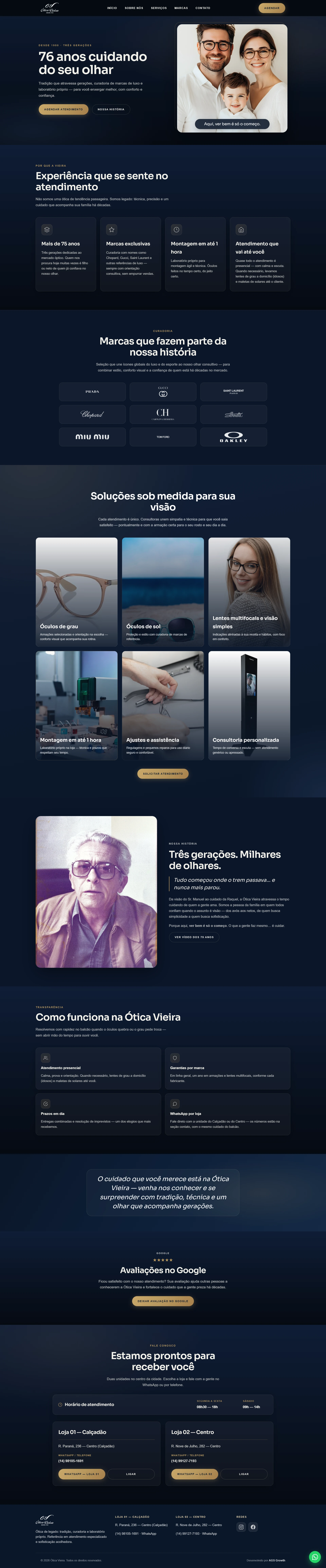 Captura do site Ótica Vieira